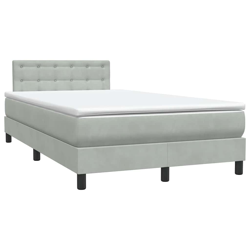 Κρεβάτι Boxspring με Στρώμα & LED Ανοιχτό Γκρι 120x220 εκ. Βελούδινο