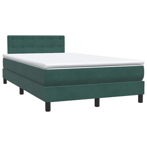 Κρεβάτι Boxspring με Στρώμα & LED σκούρο πράσινο 120x220cm Βελούδινο