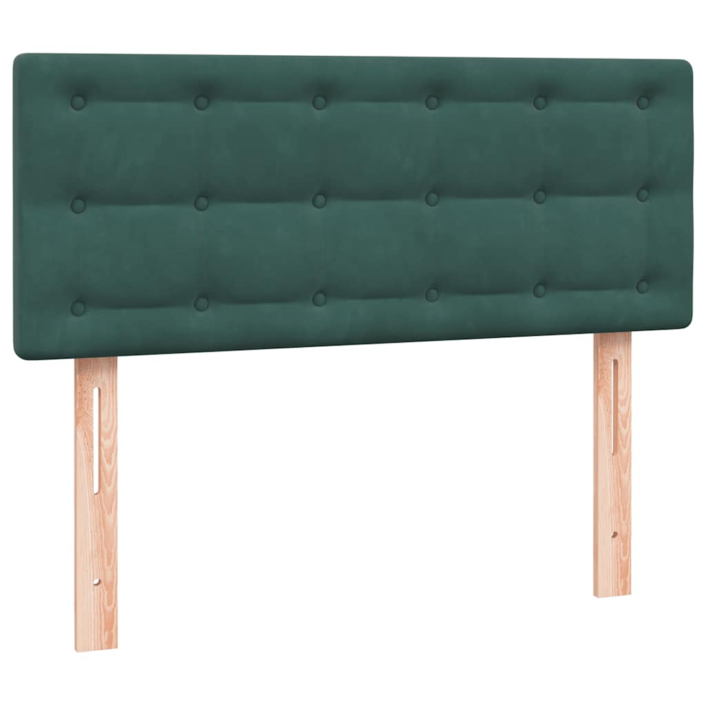 Κρεβάτι Boxspring με Στρώμα & LED σκούρο πράσινο 120x220cm Βελούδινο