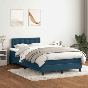Κρεβάτι Boxspring με Στρώμα & LED σκούρο μπλε 120x220 cm Βελούδινο