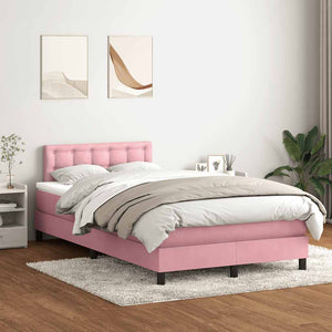 Κρεβάτι Boxspring με Στρώμα & LED ροζ 120x220 cm Βελούδινο - Pakobazaar