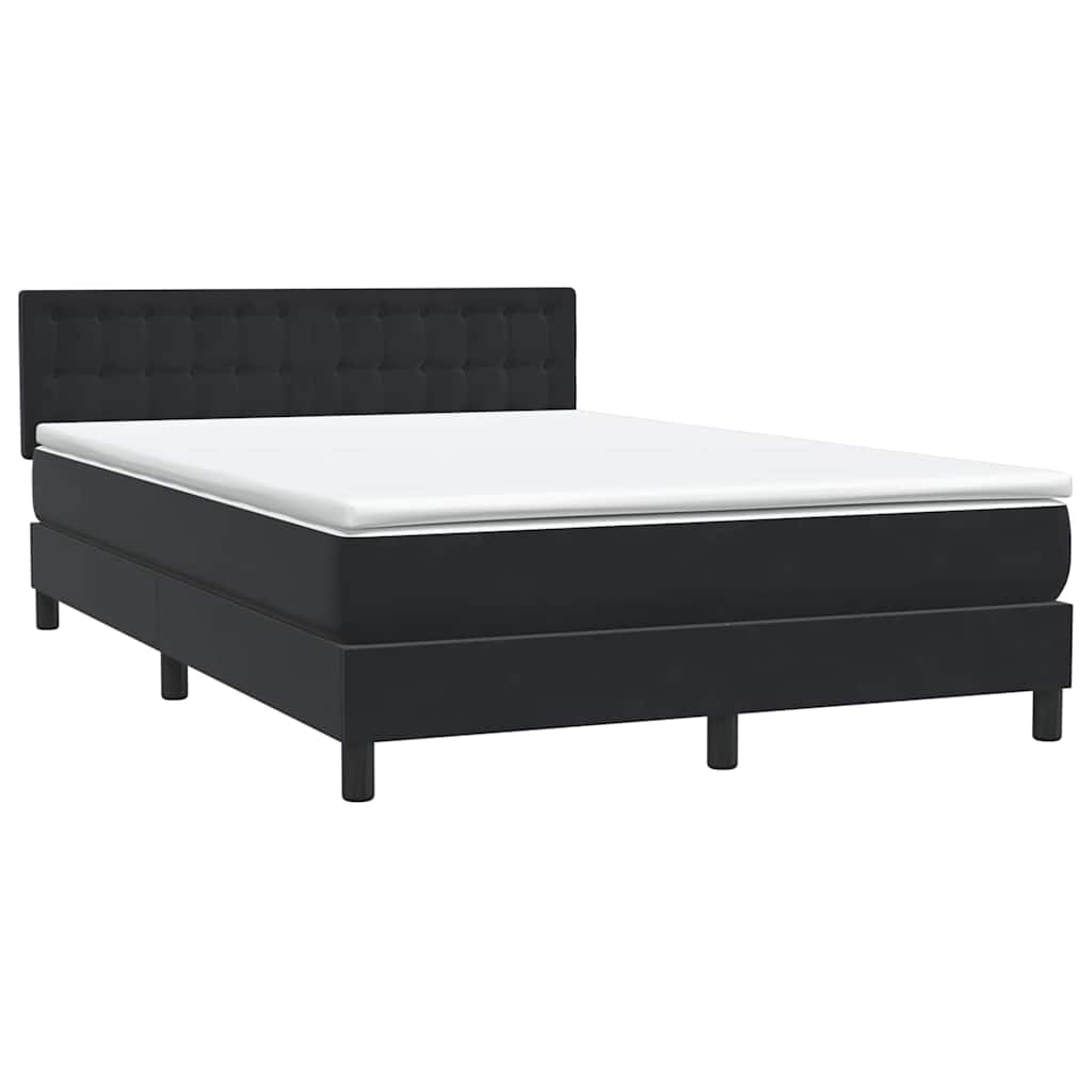 Κρεβάτι Boxspring με Στρώμα & LED Μαύρο 140x220 cm Βελούδινο