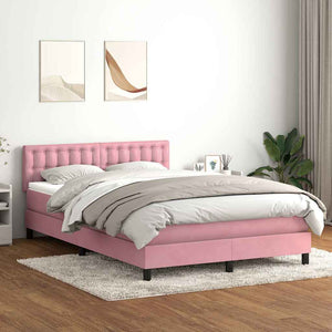 Κρεβάτι Boxspring με Στρώμα & LED ροζ 140x220 cm Βελούδινο - Pakobazaar