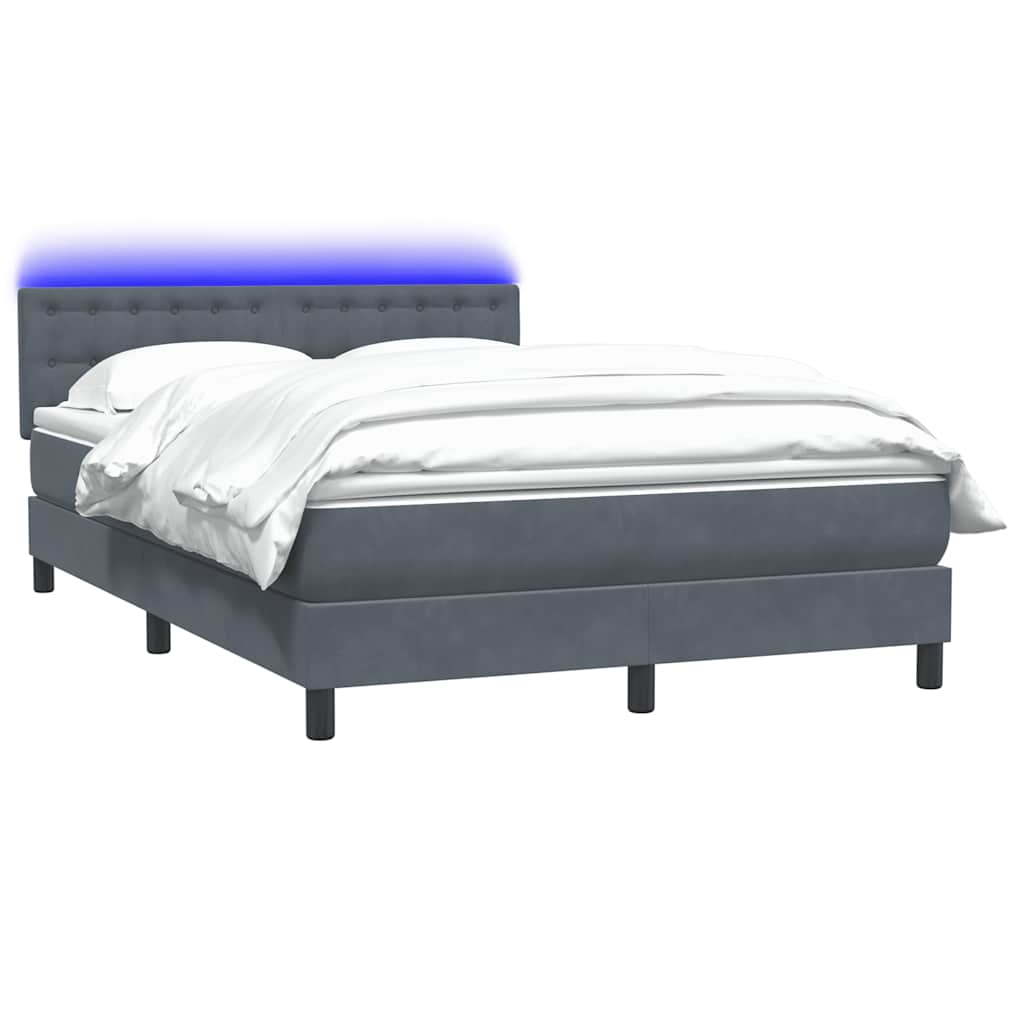 Κρεβάτι Boxspring με Στρώμα & LED Σκούρο γκρι 160x220 cm Βελούδινο