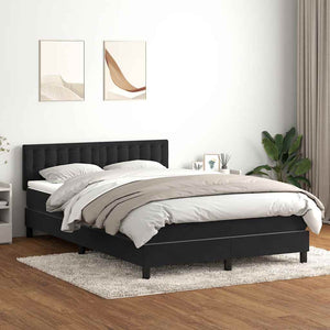 Κρεβάτι Boxspring με Στρώμα & LED Μαύρο 160x220 cm Βελούδινο - Pakobazaar