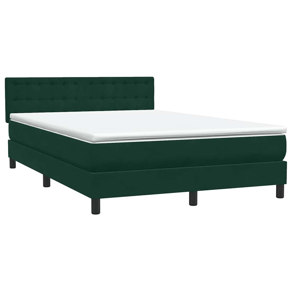 Κρεβάτι Boxspring με Στρώμα & LED σκούρο πράσινο 160x220cm Βελούδινο