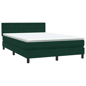 Κρεβάτι Boxspring με Στρώμα & LED σκούρο πράσινο 160x220cm Βελούδινο