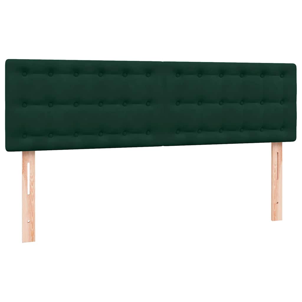 Κρεβάτι Boxspring με Στρώμα & LED σκούρο πράσινο 160x220cm Βελούδινο