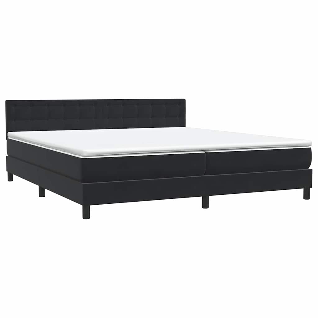 Κρεβάτι Boxspring με Στρώμα & LED Μαύρο 180x220 cm Βελούδινο