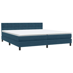 Κρεβάτι Boxspring με Στρώμα & LED σκούρο μπλε 180x220 cm Βελούδινο - Pakobazaar