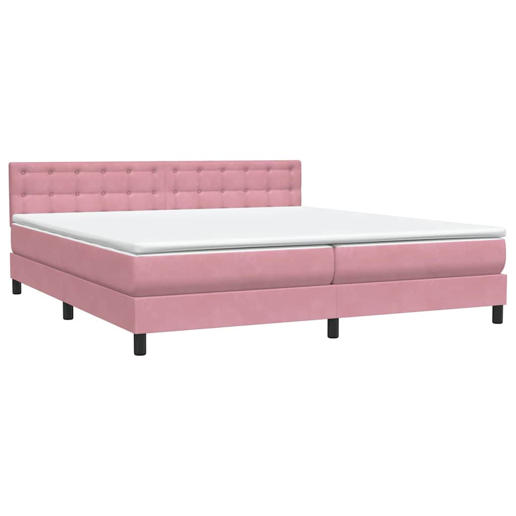 Κρεβάτι Boxspring με Στρώμα & LED ροζ 200x220 cm Βελούδινο - Pakobazaar