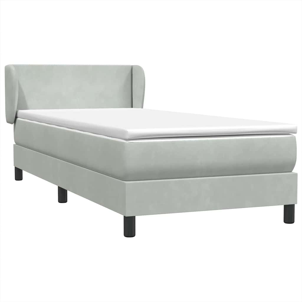 Κρεβάτι Boxspring με Στρώμα Ανοιχτό Γκρι 80x210 εκ. Βελούδινο