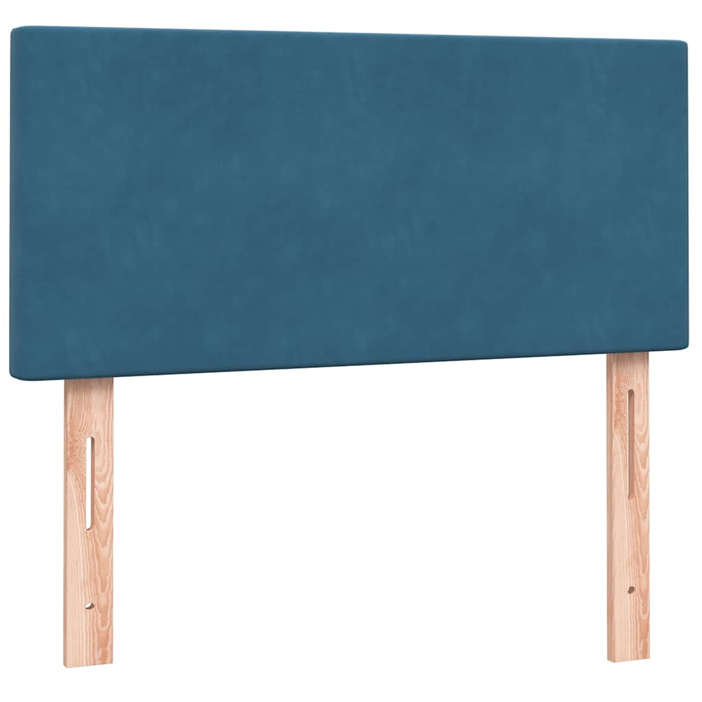 Box Spring κρεβάτι με στρώμα σκούρο μπλε 80x210 εκ. Βελούδινο