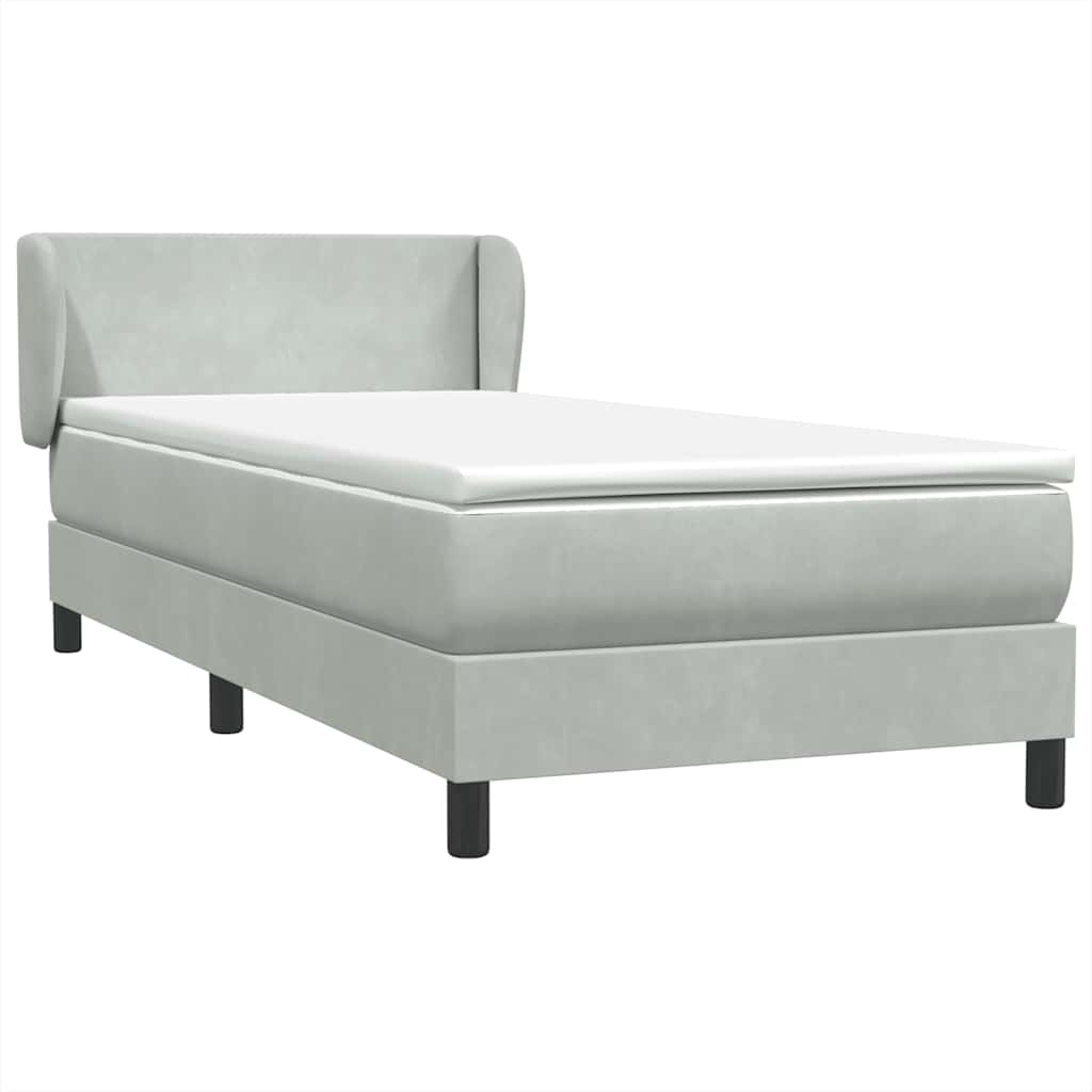 Box Spring κρεβάτι με στρώμα ανοιχτό γκρι 90x210 cm Βελούδινο