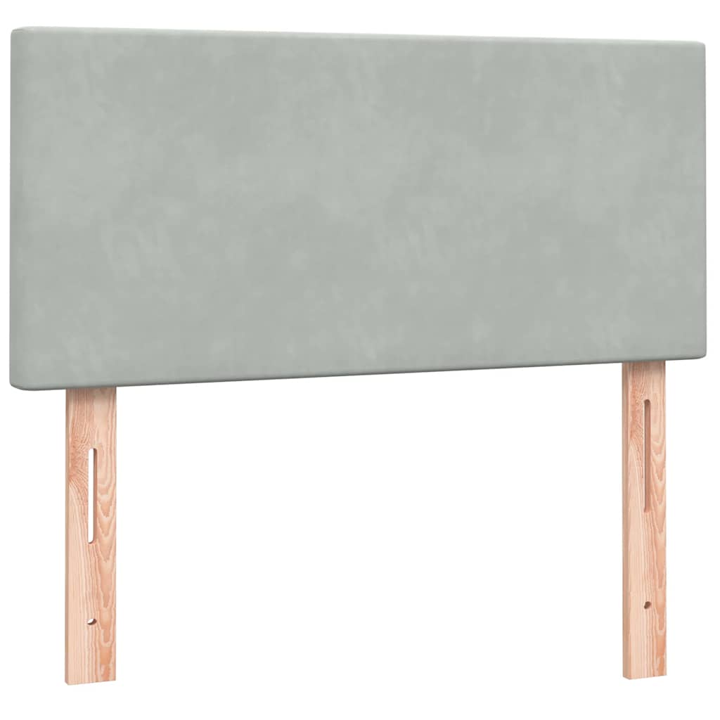 Box Spring κρεβάτι με στρώμα ανοιχτό γκρι 90x210 cm Βελούδινο