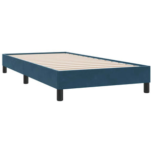 Box Spring κρεβάτι με στρώμα σκούρο μπλε 90x210 εκ. Βελούδινο - Pakobazaar