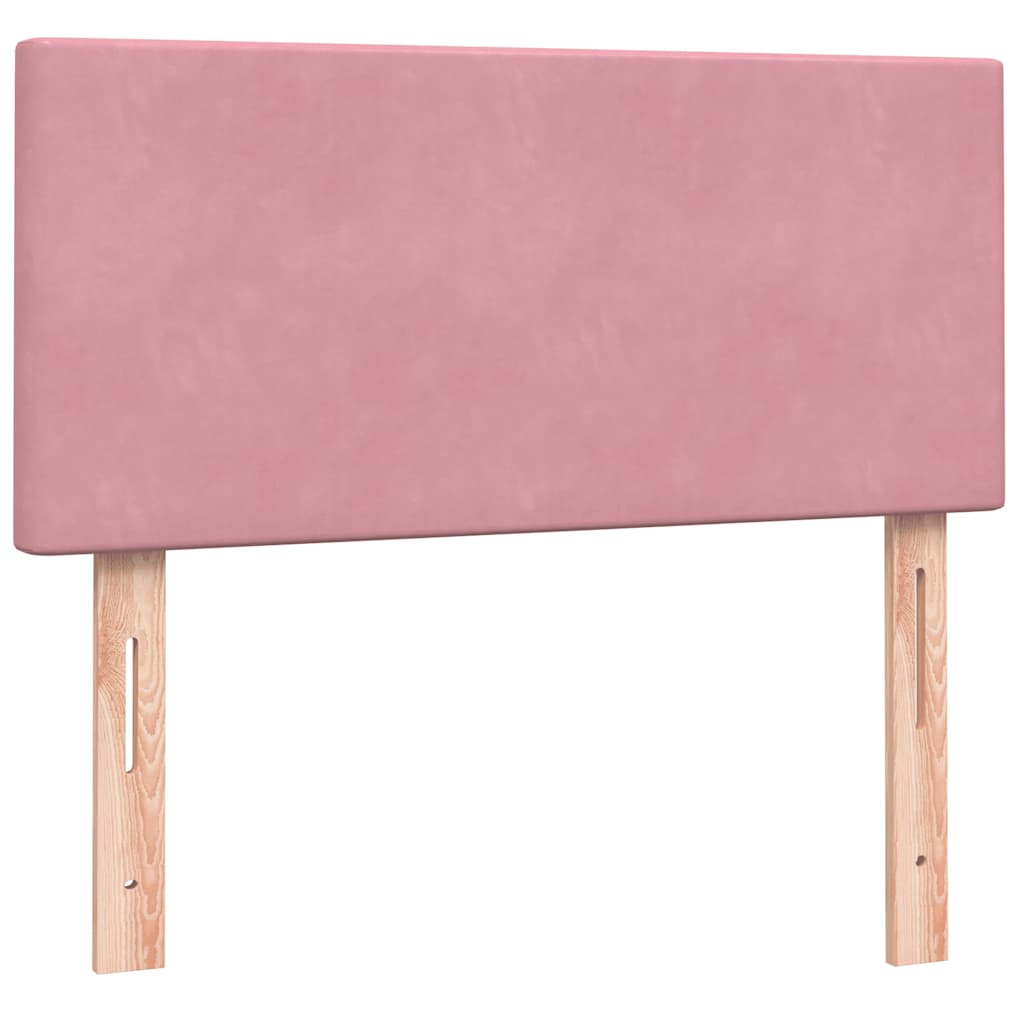 Box Spring κρεβάτι με στρώμα ροζ 90x210 εκ. Βελούδινο