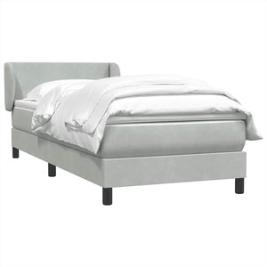 Κρεβάτι Boxspring με Στρώμα Ανοιχτό Γκρι 100x210 εκ. Βελούδινο - Pakobazaar