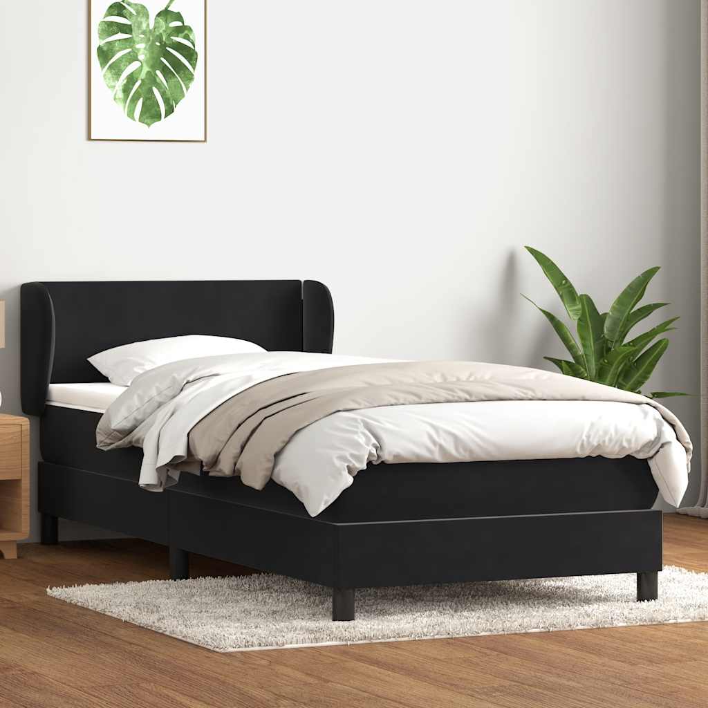 Box Spring Κρεβάτι με στρώμα Μαύρο 100x210 cm Βελούδινο - Pakobazaar