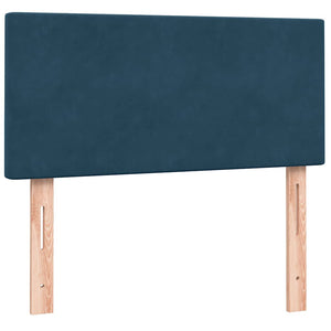 Κρεβάτι Boxspring με Στρώμα Σκούρο Μπλε 100x210 εκ. Βελούδινο - Pakobazaar