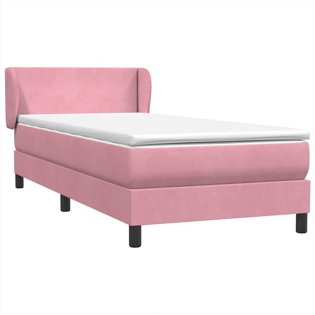 Κρεβάτι Boxspring με Στρώμα Ροζ 100x210 εκ. Βελούδινο