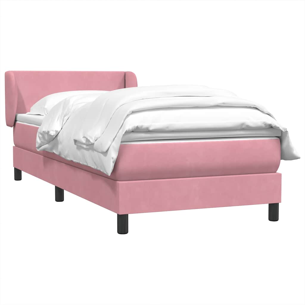 Κρεβάτι Boxspring με Στρώμα Ροζ 100x210 εκ. Βελούδινο