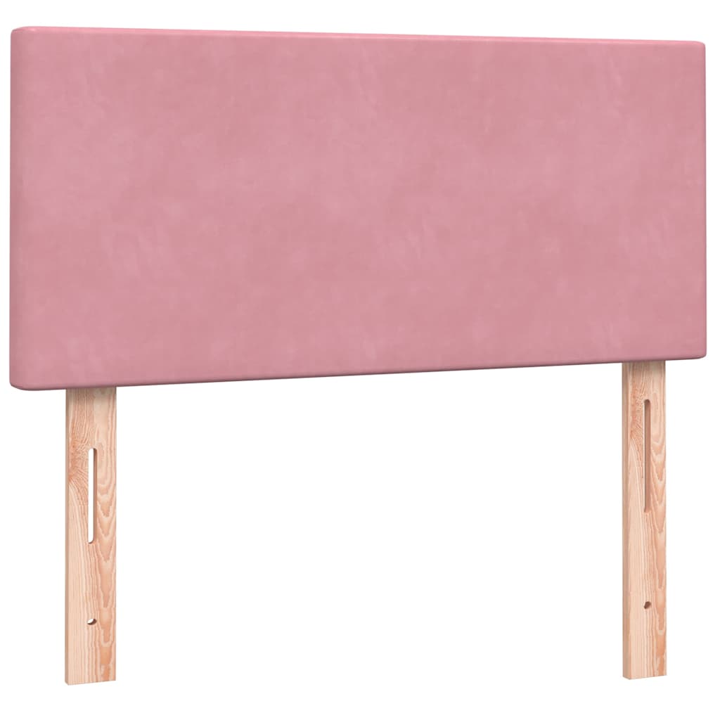 Κρεβάτι Boxspring με Στρώμα Ροζ 100x210 εκ. Βελούδινο
