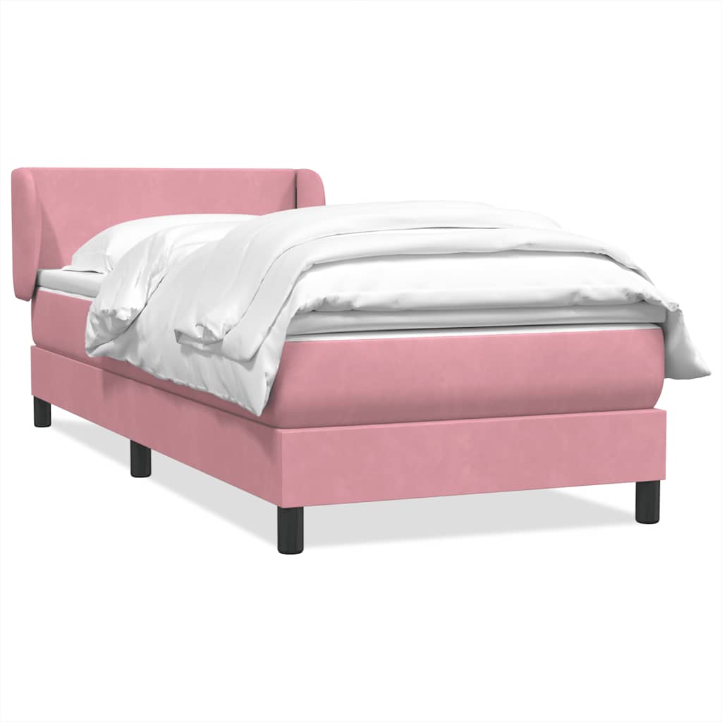 Κρεβάτι Boxspring με Στρώμα Ροζ 100x210 εκ. Βελούδινο