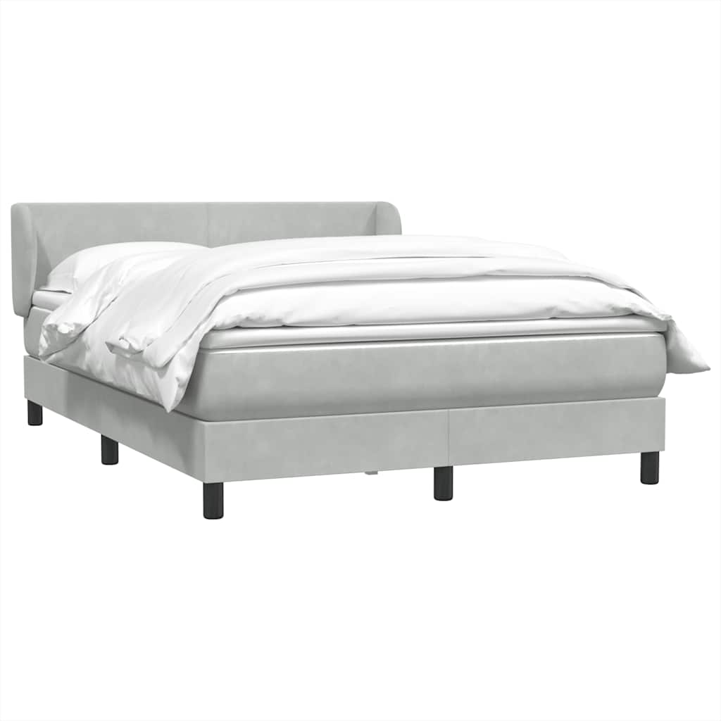 Κρεβάτι Boxspring με Στρώμα Ανοιχτό Γκρι 140x210 εκ. Βελούδινο - Pakobazaar