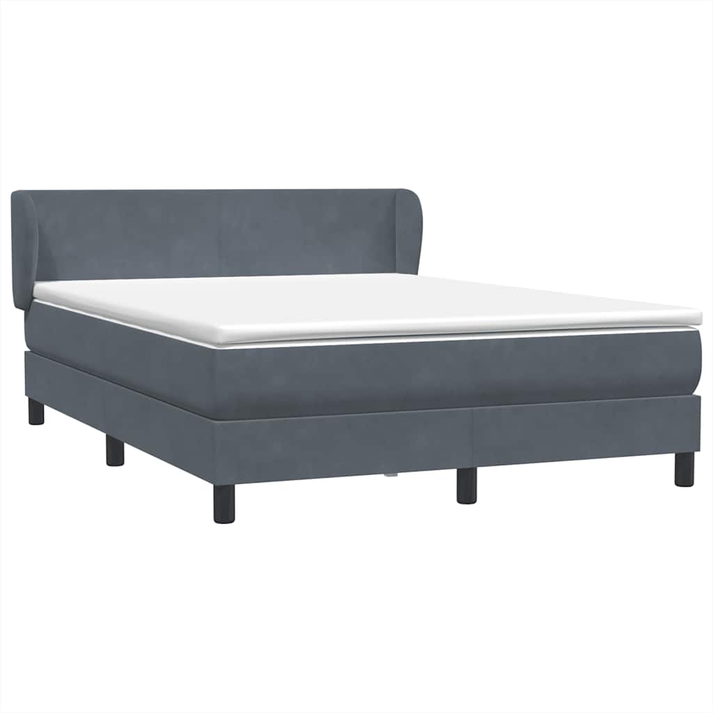 Κρεβάτι Boxspring με Στρώμα Σκούρο Γκρι 140x210 εκ. Βελούδινο