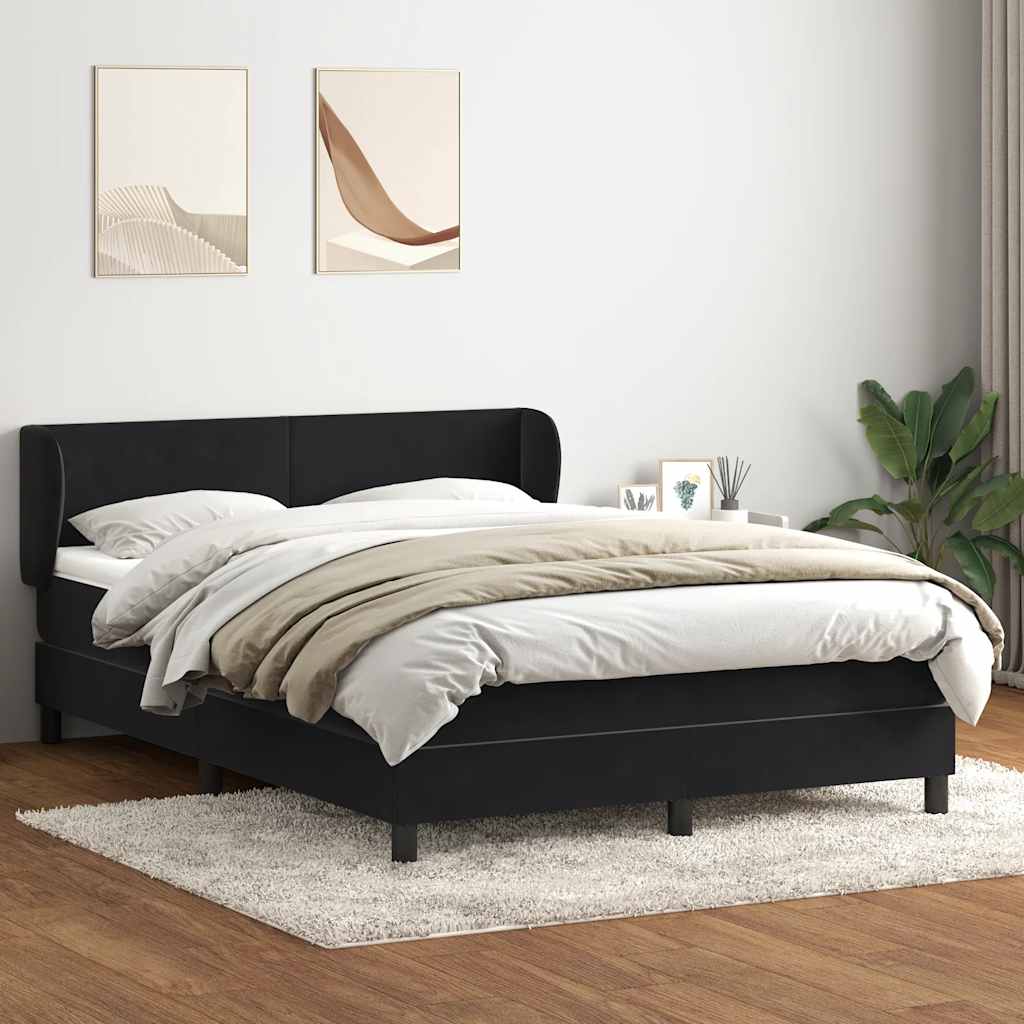 Κρεβάτι Boxspring με Στρώμα Μαύρο 1140x210 εκ. Βελούδινο