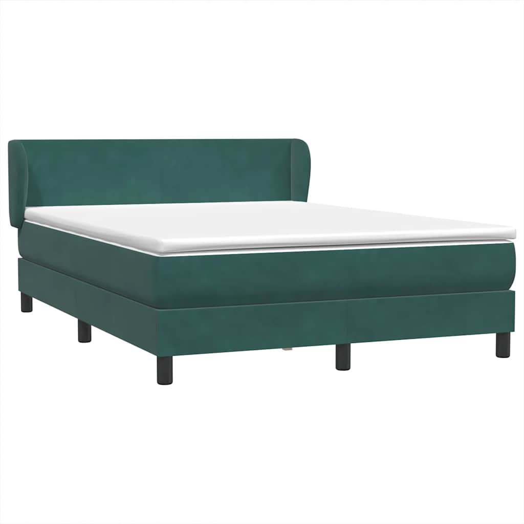 Κρεβάτι Boxspring με Στρώμα Σκούρο Πράσινο 140x210εκ. Βελούδινο