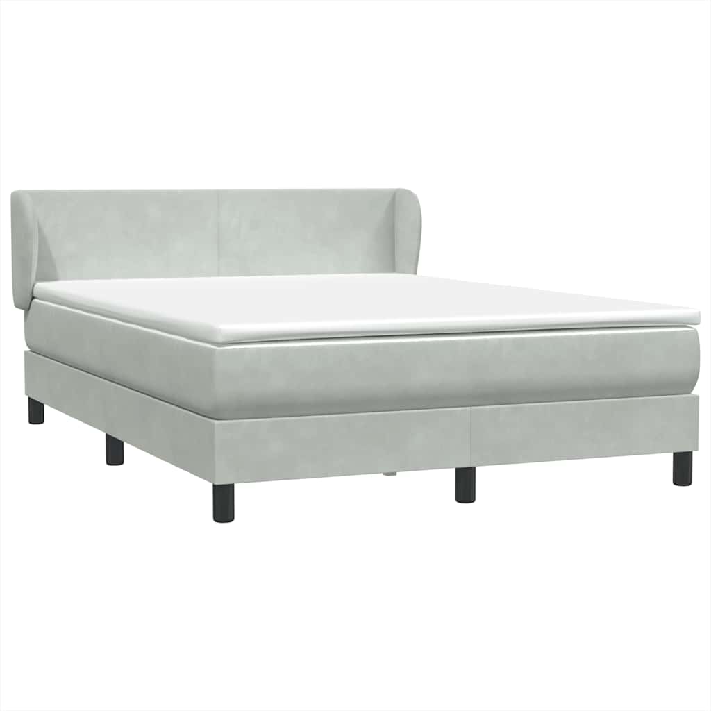 Κρεβάτι Boxspring με Στρώμα Ανοιχτό Γκρι 160x210 εκ. Βελούδινο