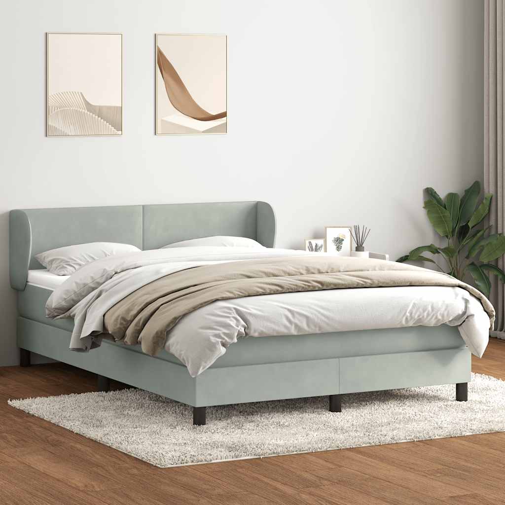 Κρεβάτι Boxspring με Στρώμα Ανοιχτό Γκρι 160x210 εκ. Βελούδινο