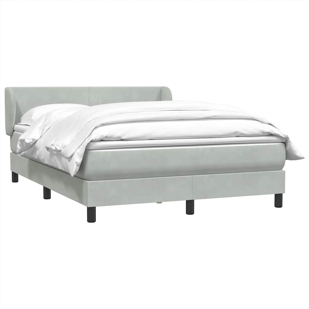 Κρεβάτι Boxspring με Στρώμα Ανοιχτό Γκρι 160x210 εκ. Βελούδινο