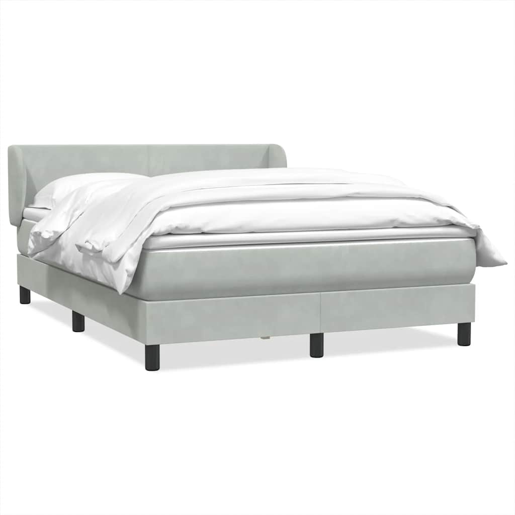 Κρεβάτι Boxspring με Στρώμα Ανοιχτό Γκρι 160x210 εκ. Βελούδινο