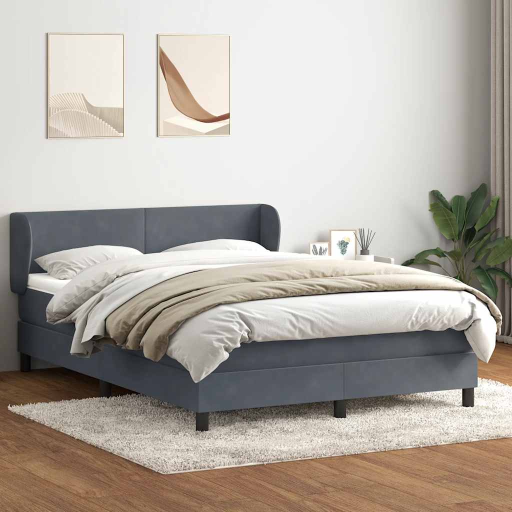 Κρεβάτι Boxspring με Στρώμα Σκούρο Γκρι 160x210 εκ. Βελούδινο - Pakobazaar