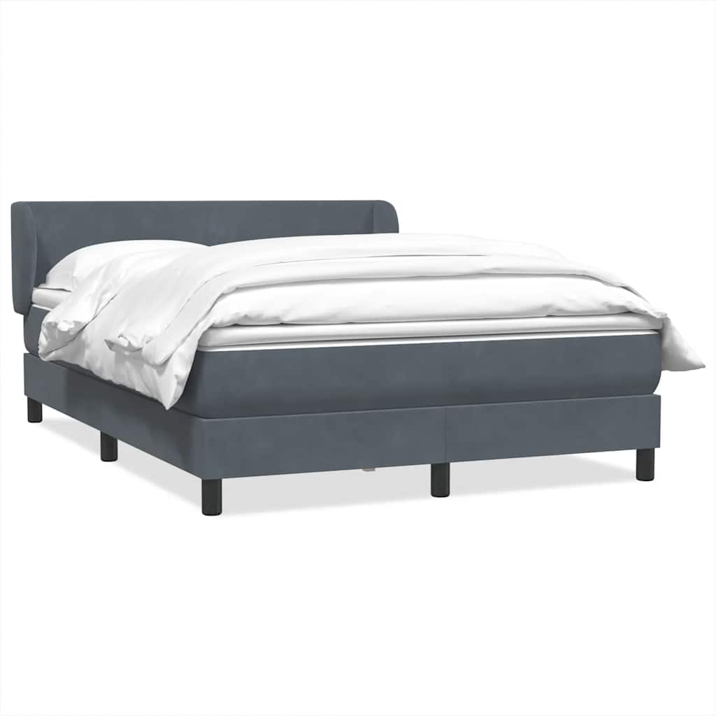 Κρεβάτι Boxspring με Στρώμα Σκούρο Γκρι 160x210 εκ. Βελούδινο - Pakobazaar
