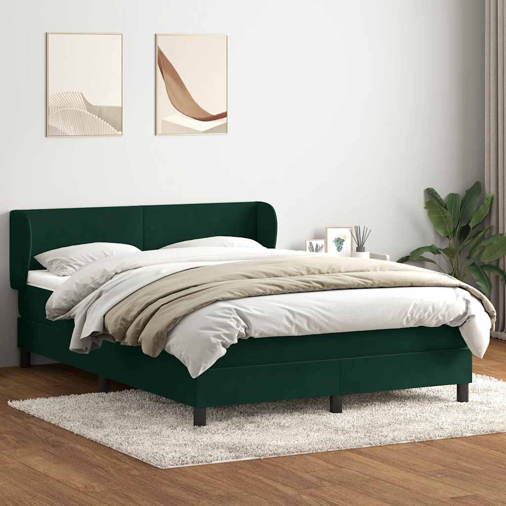 Κρεβάτι Boxspring με Στρώμα Σκούρο Πράσινο 160x210εκ. Βελούδινο - Pakobazaar