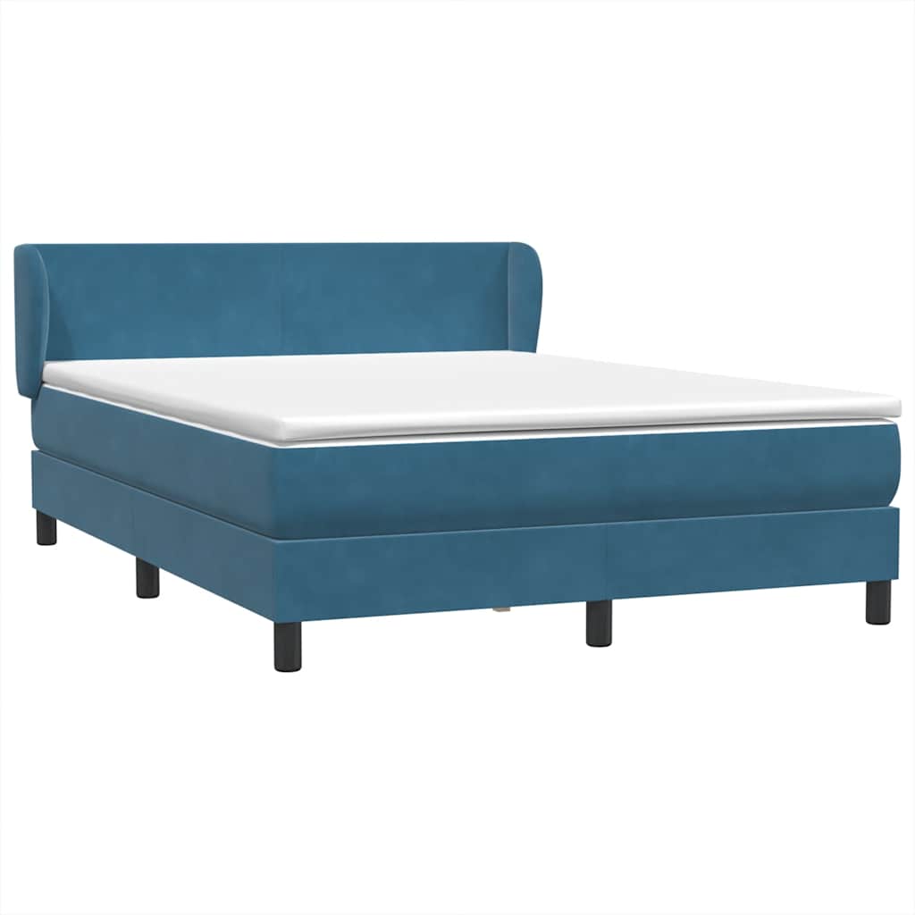 Κρεβάτι Boxspring με Στρώμα Σκούρο Μπλε 160x210 εκ. Βελούδινο - Pakobazaar
