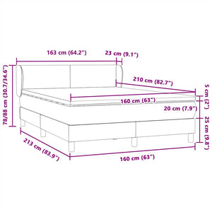 Κρεβάτι Boxspring με Στρώμα Σκούρο Μπλε 160x210 εκ. Βελούδινο - Pakobazaar