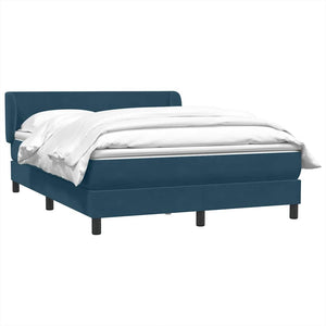 Κρεβάτι Boxspring με Στρώμα Σκούρο Μπλε 160x210 εκ. Βελούδινο - Pakobazaar
