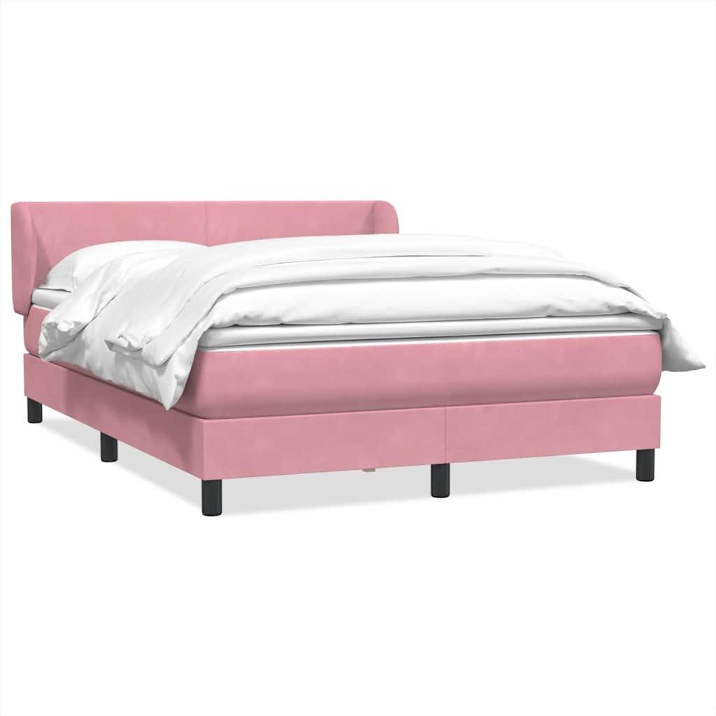 Κρεβάτι Boxspring με Στρώμα Ροζ 160x210 εκ. Βελούδινο