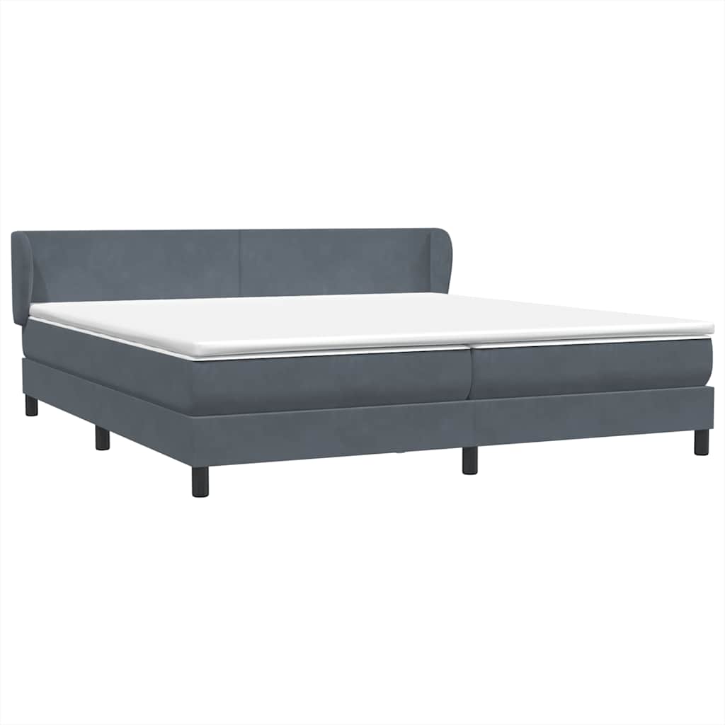 Box Spring Κρεβάτι με στρώματα Σκούρο γκρι 180x210 cm Velvet