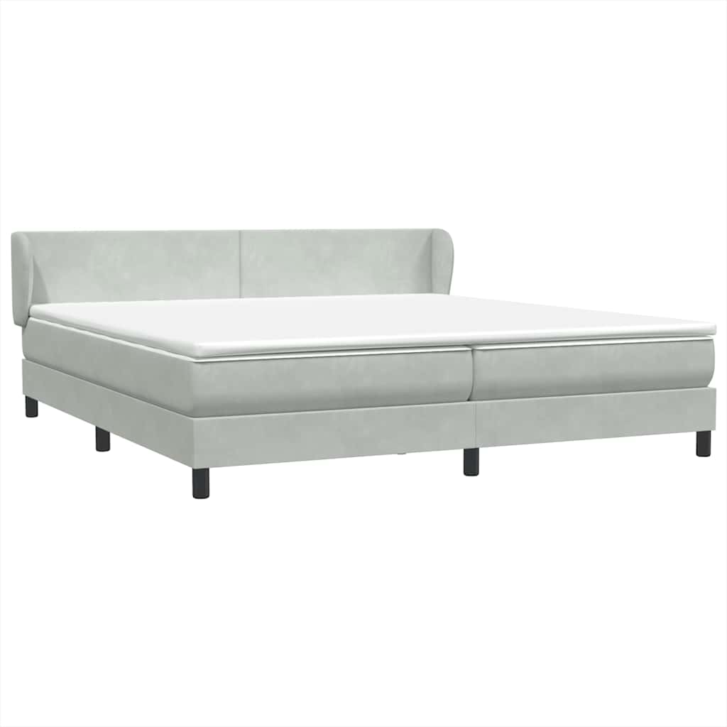 Box Spring κρεβάτι με στρώματα ανοιχτό γκρι 200x210cm Βελούδινο - Pakobazaar