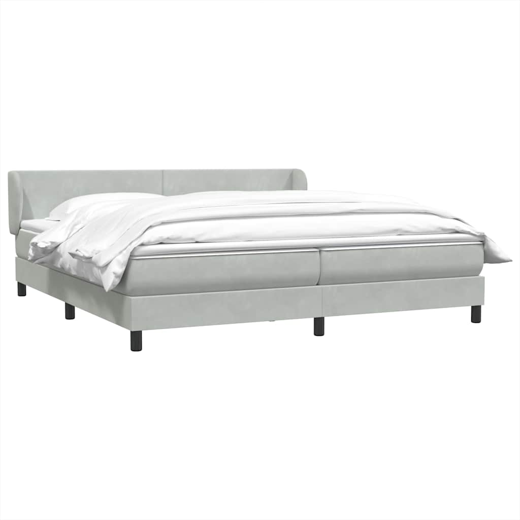 Box Spring κρεβάτι με στρώματα ανοιχτό γκρι 200x210cm Βελούδινο - Pakobazaar