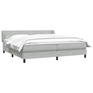 Box Spring κρεβάτι με στρώματα ανοιχτό γκρι 200x210cm Βελούδινο - Pakobazaar