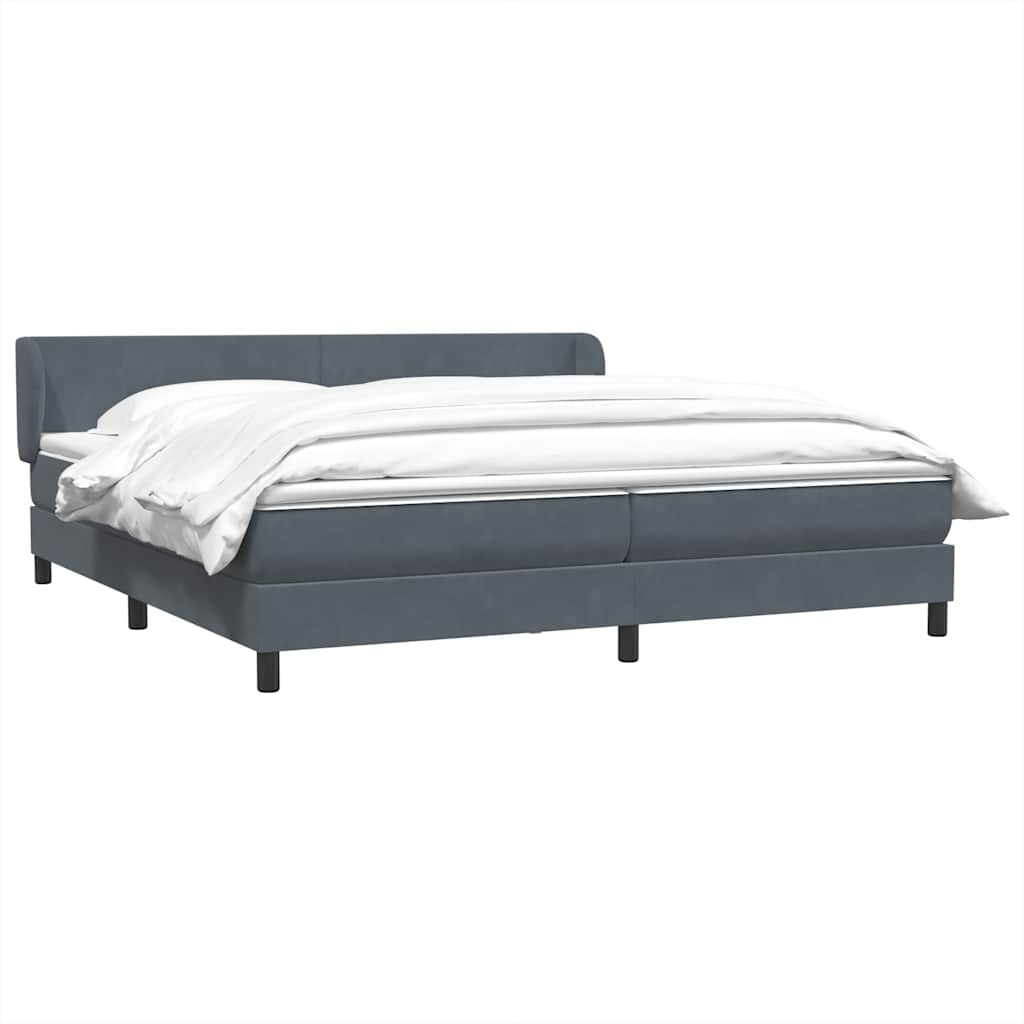 Box Spring Κρεβάτι με στρώματα Σκούρο γκρι 200x210 cm Βελούδινο - Pakobazaar