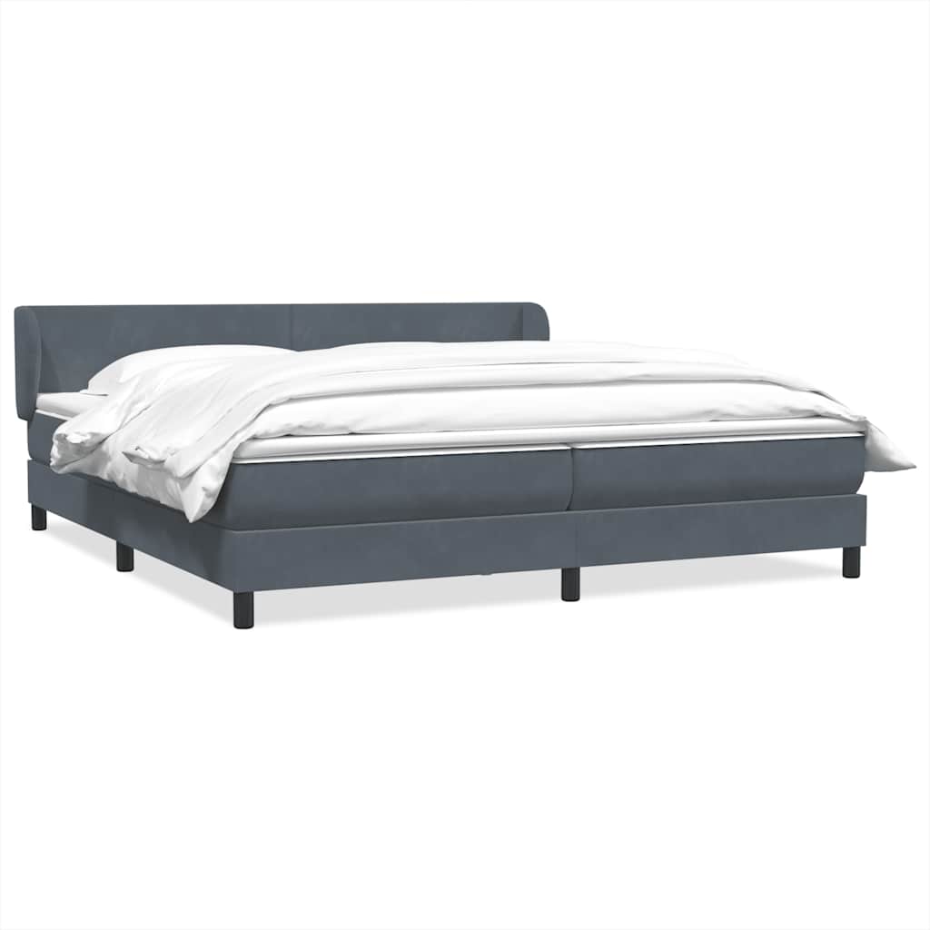Box Spring Κρεβάτι με στρώματα Σκούρο γκρι 200x210 cm Βελούδινο - Pakobazaar