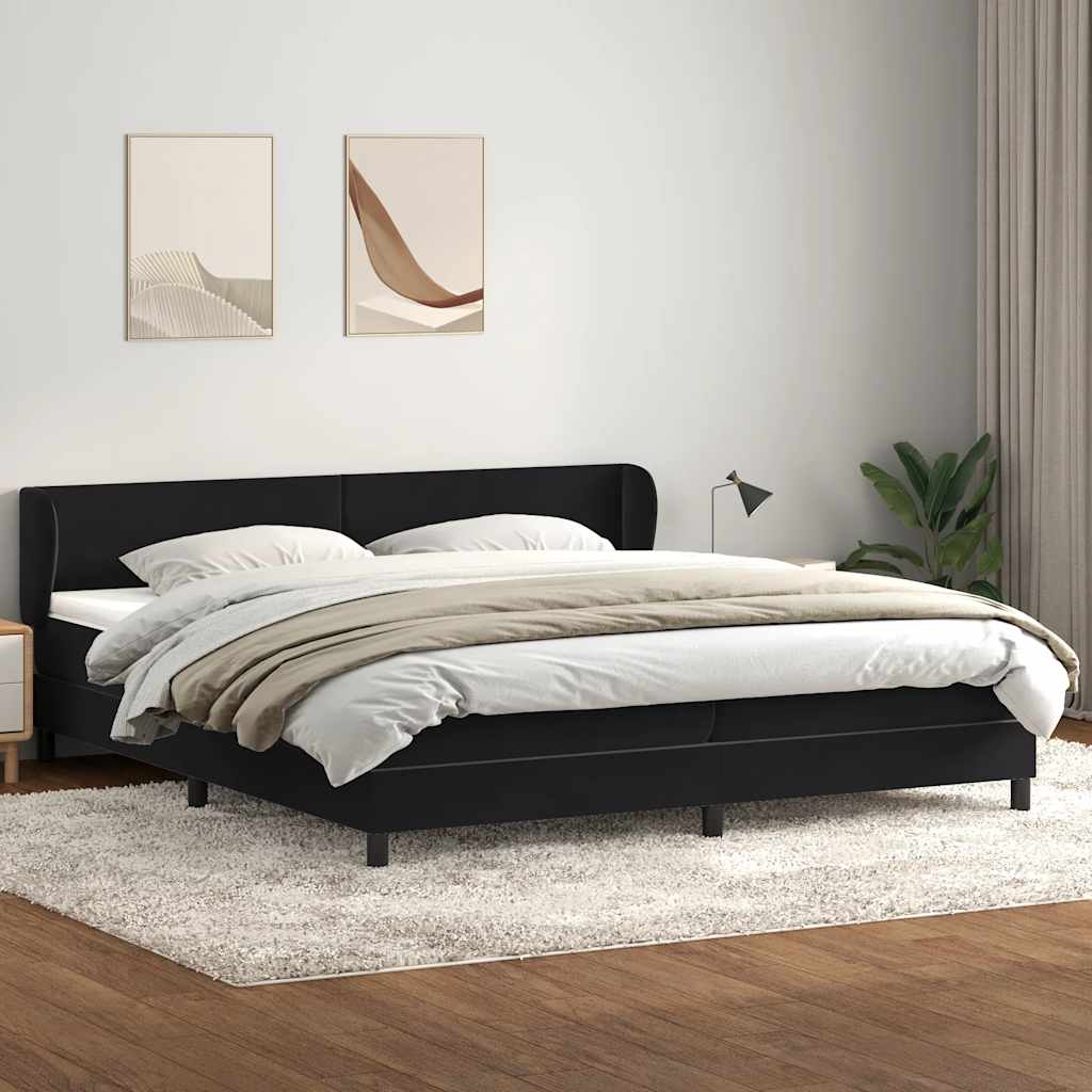 Box Spring Κρεβάτι με στρώματα Μαύρο 200x210 cm Βελούδινο - Pakobazaar